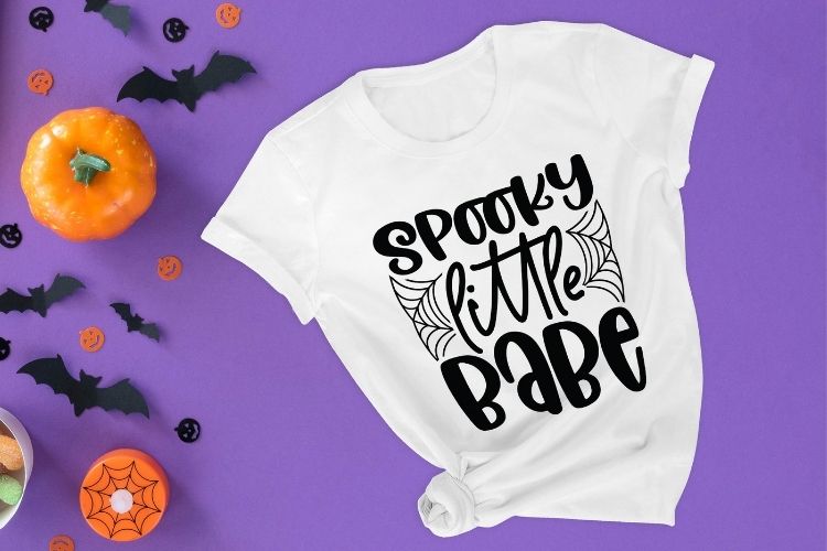 Spooky Little Babe - Halloween SVG Design T-shirt Mockup Image.jpg