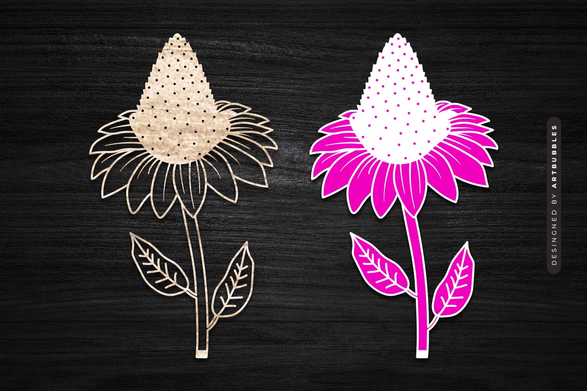 Coneflower Vector SVG Laser Cut File