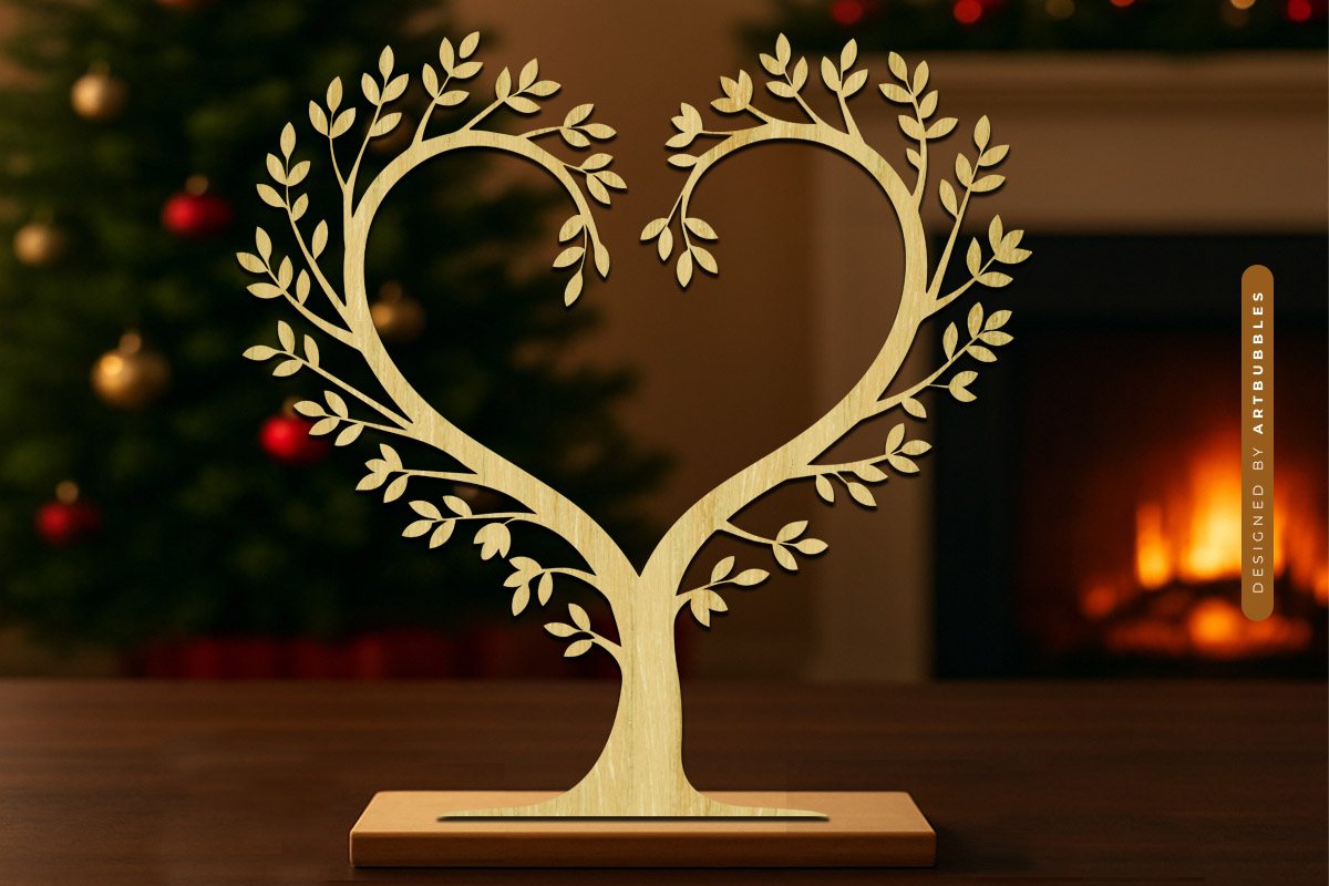 Heart Shape Tree of Life Laser Cut SVG