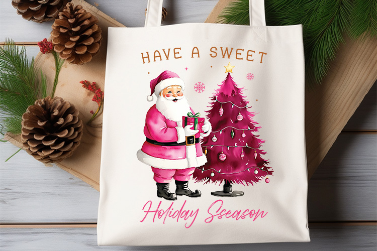 Have A Sweet Holiday Season - Pink Christmas Sublimation Tote Bag Mockup Image.jpg