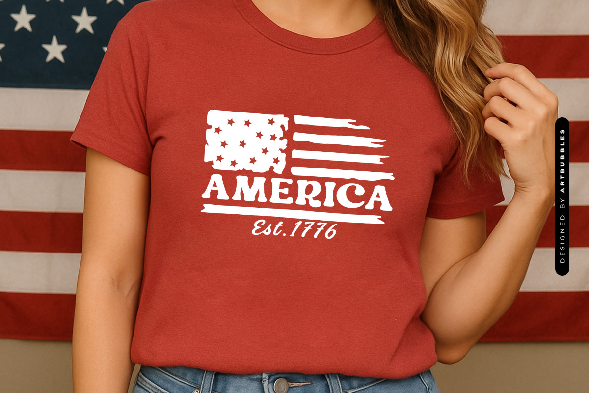 America Est 1776 - Fourth of July Flag SVG Shirt Mockup Image.jpg