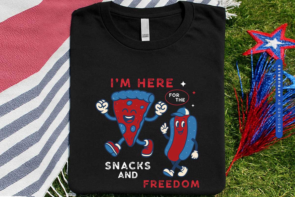 I'm Here for the Snacks and Freedom - PNG 4th of July Shirt Mockup Image.jpg
