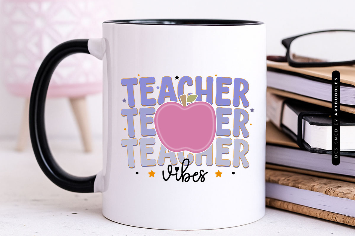 Retro Teacher Vibes Apple PNG Sublimation Mug Mockup Image.jpg