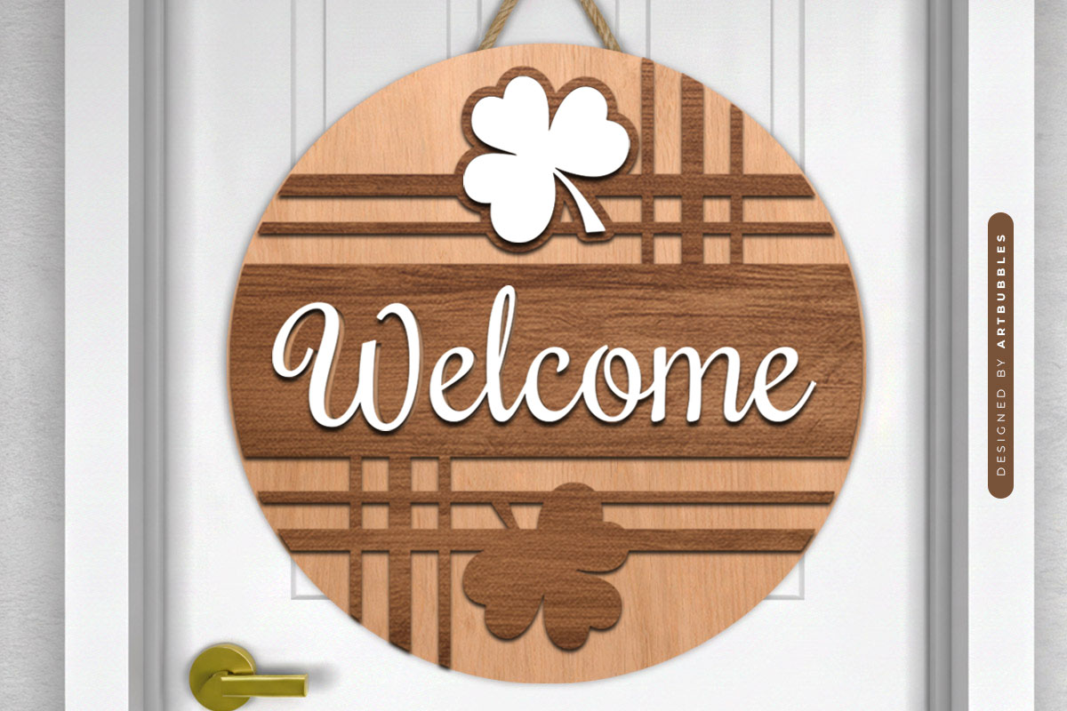Laser Cut St Patrick's Day Welcome Sign SVG Image.jpg
