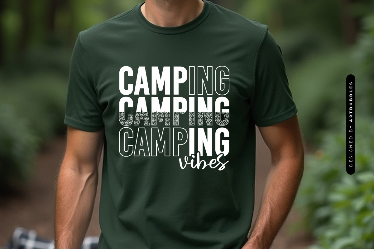 Camping Vibes SVG File for Cricut T-shirt Mockup image.jpg