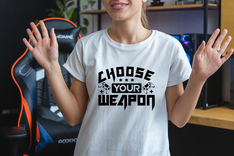 Choose Your Weapon - Gaming SVG Cut File Shirt Mockup Image.jpg