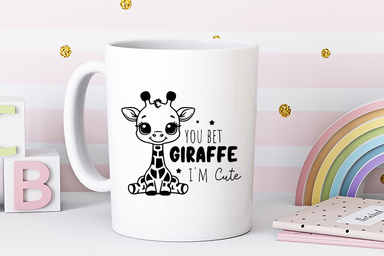 You Bet Giraffe I'm Cute - Vibrant Baby SVG File Mug Mockup Image.jpg