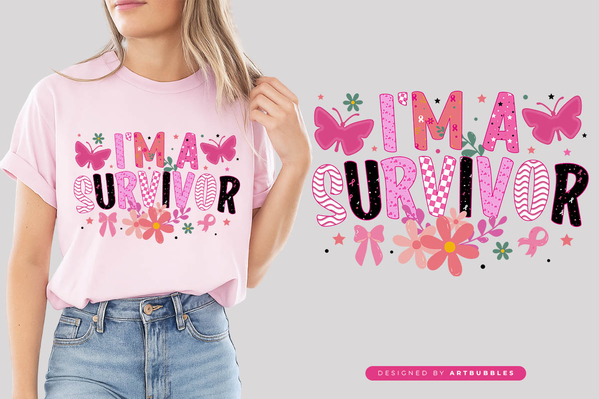 I'm a Survivor - Floral Breast Cancer Sublimation