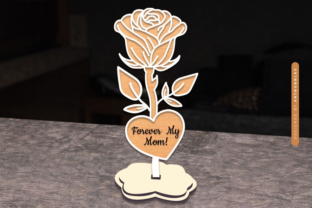 Personalized Mothers Day Stand Rose Flower SVG