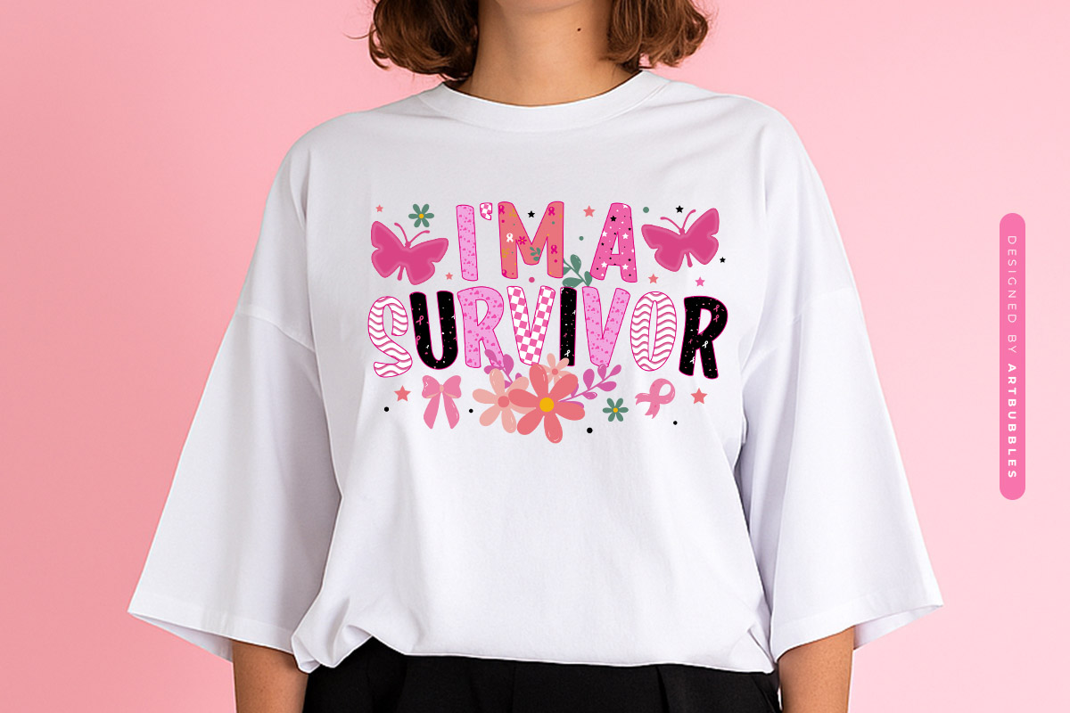 I'm a Survivor - Floral Breast Cancer Sublimation Sweatshirt Mockup Image.jpg