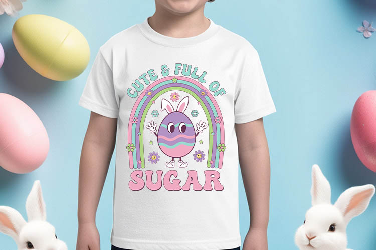 Cute & Full of Sugar - Retro Easter Sublimation Shirt Mockup Image.jpg
