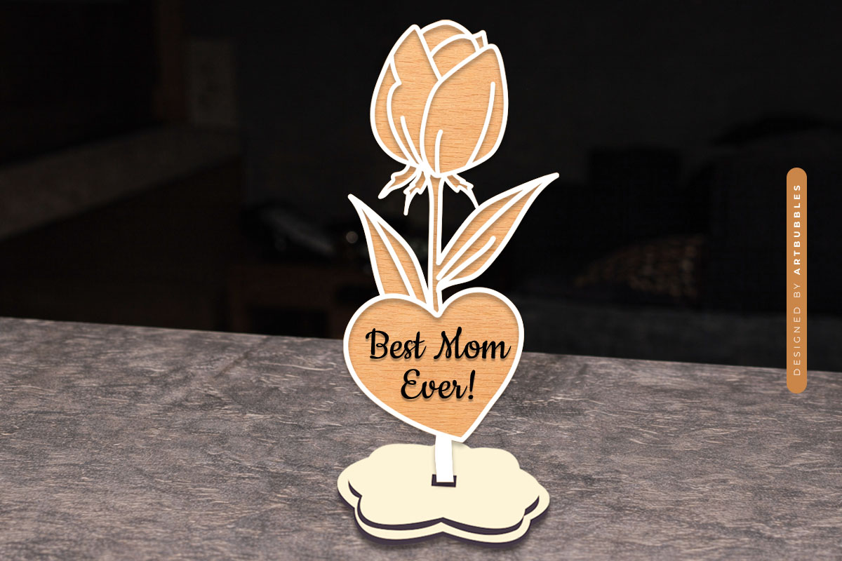 Personalized Mother's Day Standing Flower SVG