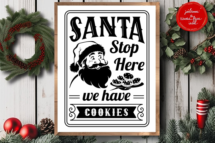 Santa Stop Here - Farmhouse Christmas Wooden Sign SVG Image 3.jpg
