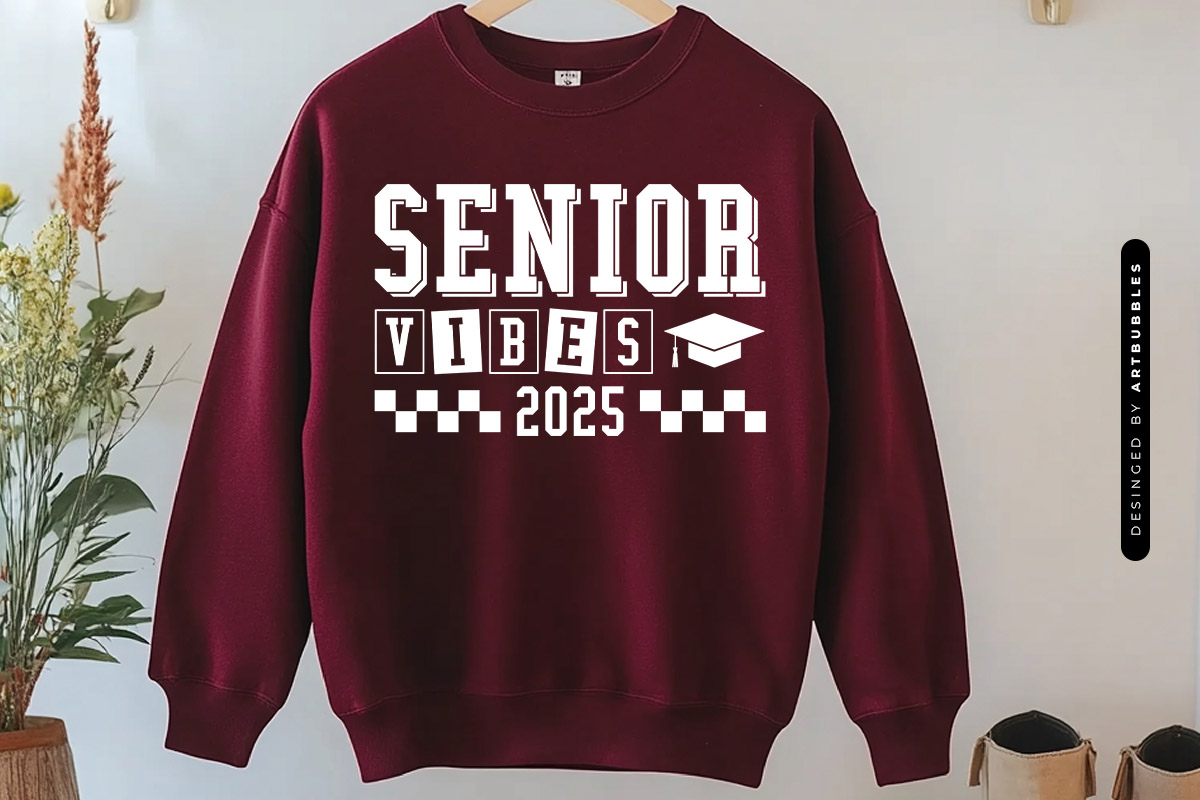 Senior Vibes 2025 - Graduation SVG Design Tshirt Mockup Image.jpg