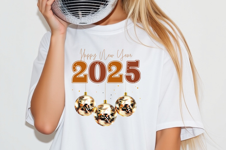 Vibrant Happy New Year 2025 Sublimation Shirt Mockup Image.jpg