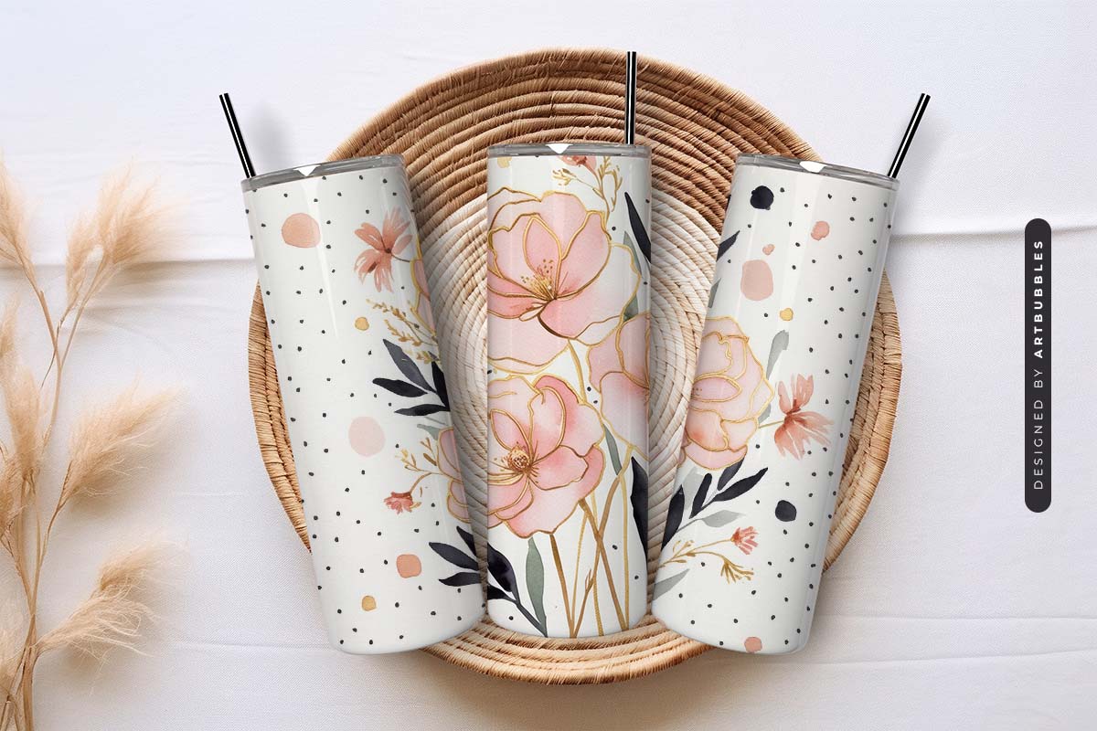 Boho Wild Floral Tumbler Wrap Sublimation Print Image 3.jpg