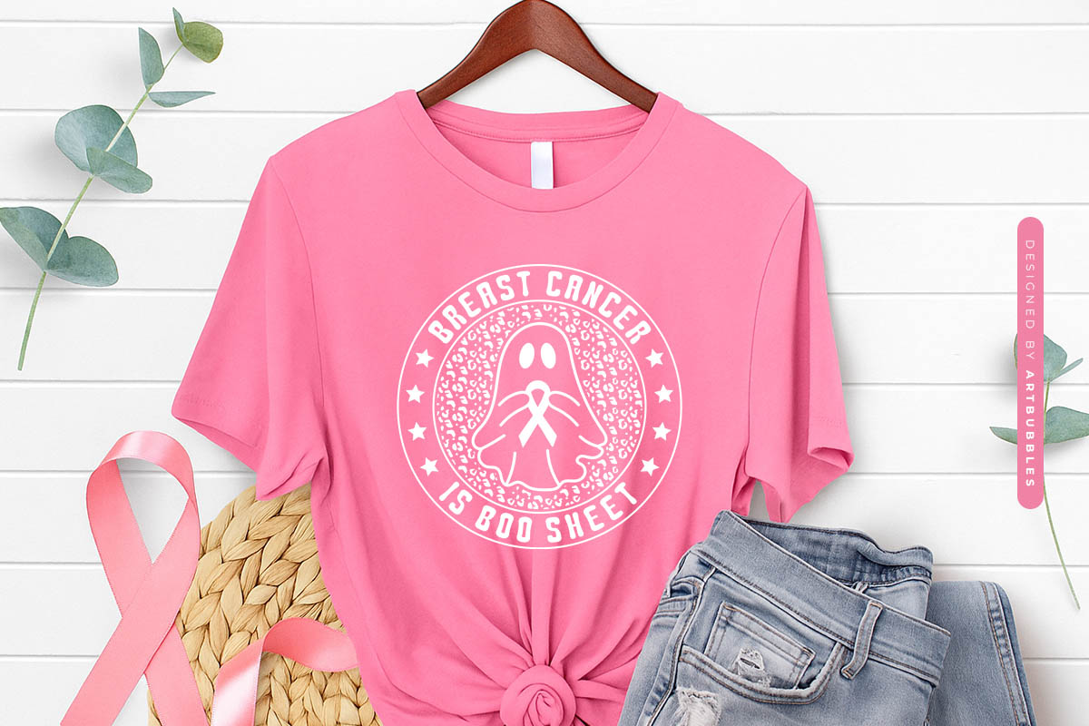 Retro Breast Cancer is Boo Sheet Vector SVG Shirt Mockup Image.jpg
