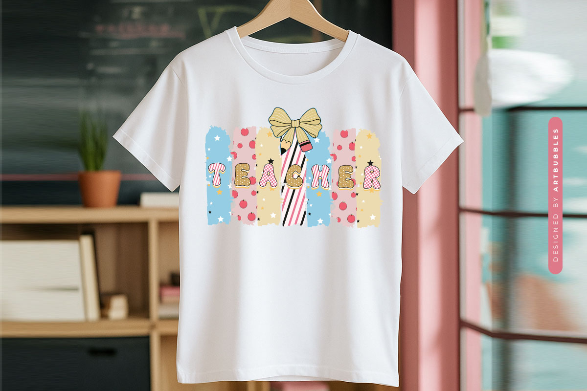 Retro Teacher Sublimation Print T-shirt Mockup Image.jpg