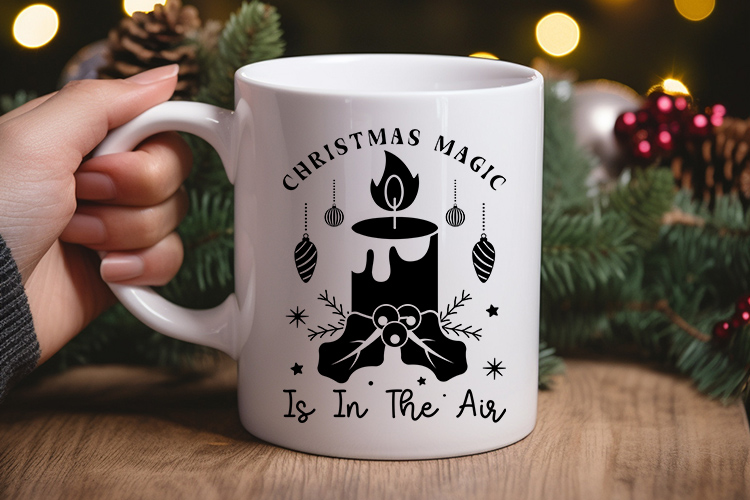 Boho Christmas Magic is in the Air SVG Cut File Mug Mockup Image.jpg