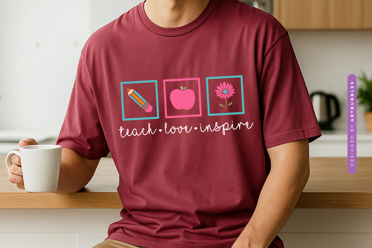 Teach Love Inspire - Floral Teacher SVG Design T-shirt Mockup Image.jpg