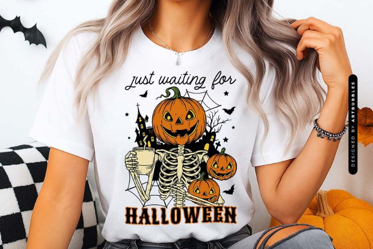 Just Waiting for Halloween Sublimation Design Shirt Mockup Image.jpg