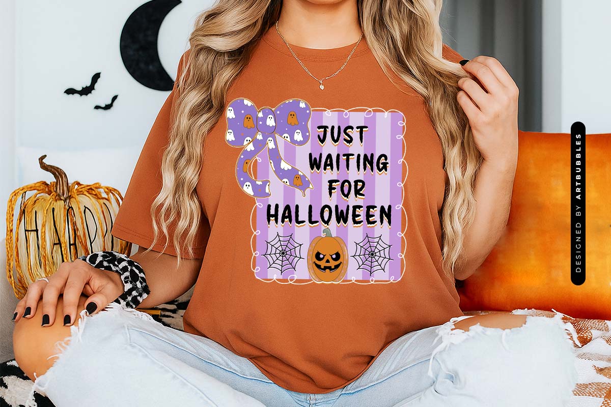 Coquette Just Waiting for Halloween Sublimation T-shirt Mockup Image.jpg