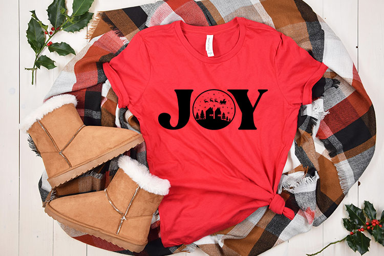 Joy - Cute Christmas SVG Free Tshirt Mockup Image.jpg