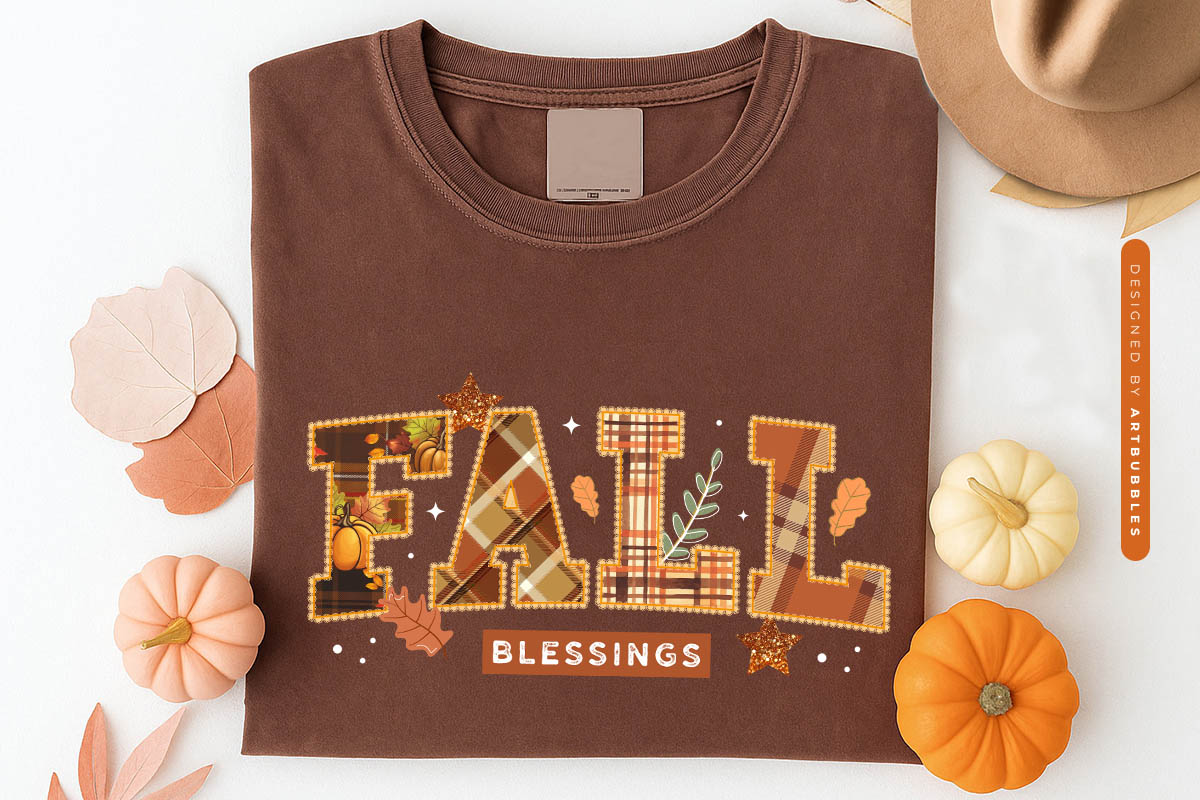 Fall Blessings Preppy Sublimation PNG Tshirt Mockup Image.jpg