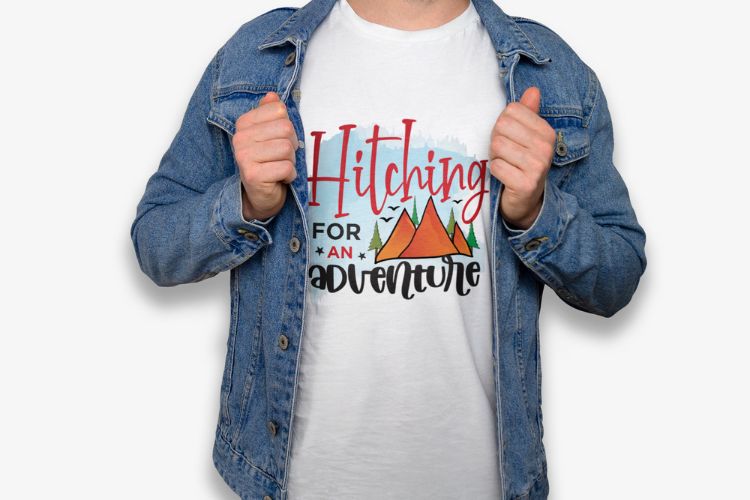 Hitching for an Adventure - Funny Camping PNG Tshirt Mockup Image.jpg