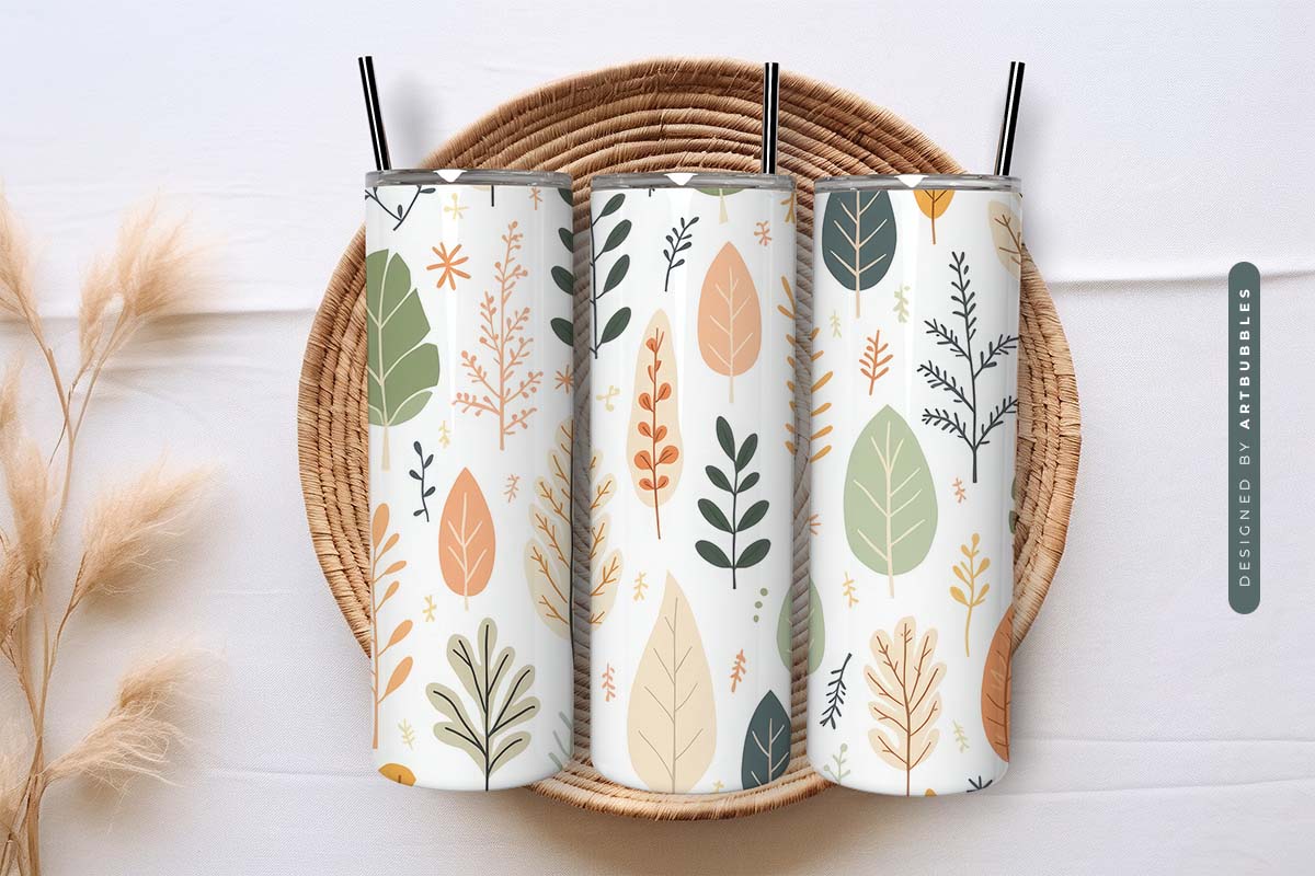 Abstract Shapes And Leaves Tumbler Sublimation Image.jpg