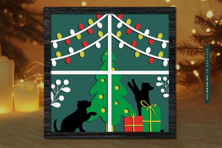 Papercut Christmas Layered Shadow Box SVG