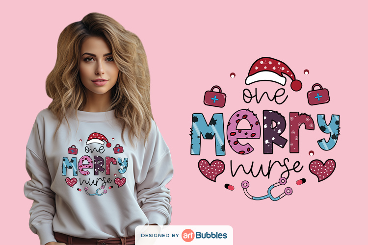 Free Christmas Sublimation Designs - One Merry Nurse