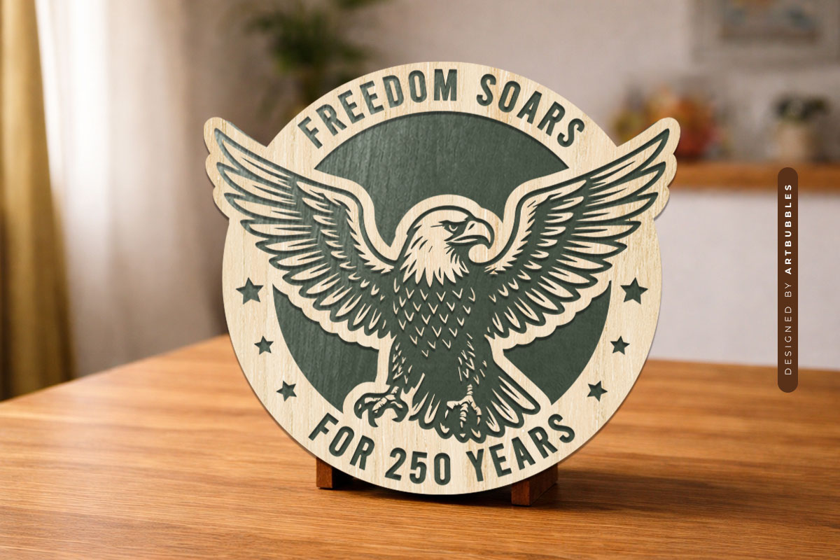 Laser Cut 250 Years of America Coaster SVG image 2.jpg