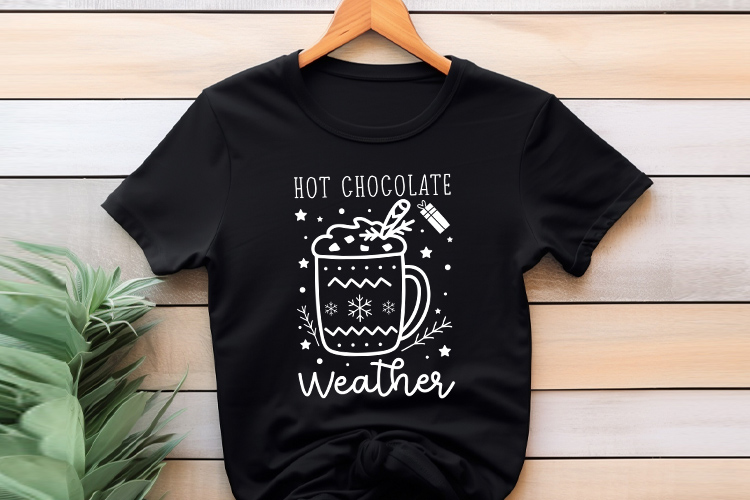 Hot Chocolate Weather - Boho Christmas SVG Shirt Mockup Image.jpg