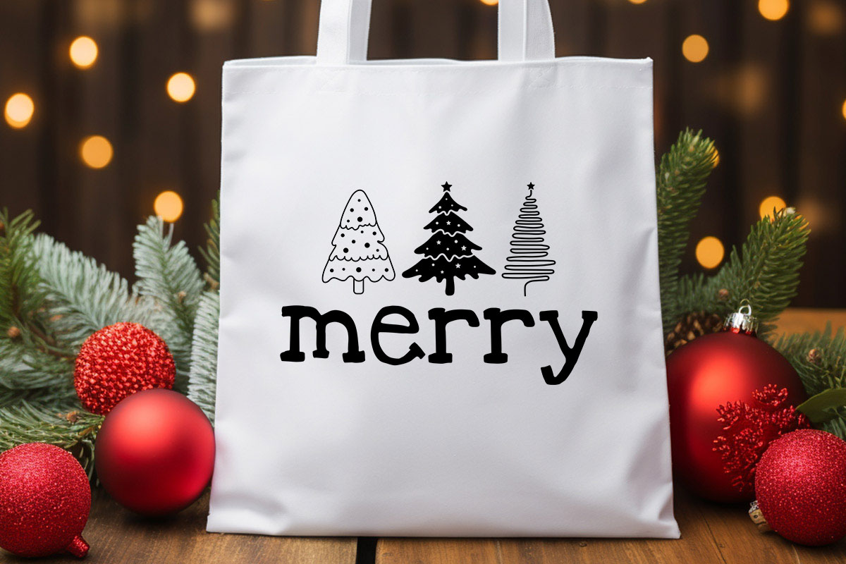 Merry - Christmas SVG Tree Design Tote bag Mockup image.jpg