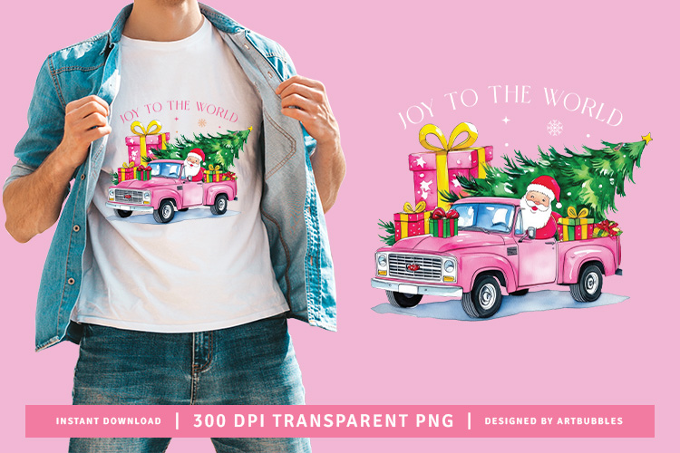 Joy to the World - Pink Christmas Sublimation PNG Image.jpg