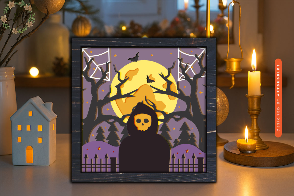 Ghost Halloween Layered Shadow Box SVG