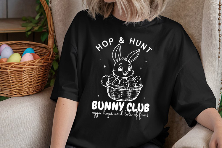 Hop & Hunt Bunny Club - Easter SVG Tshirt Mockup Image.jpg