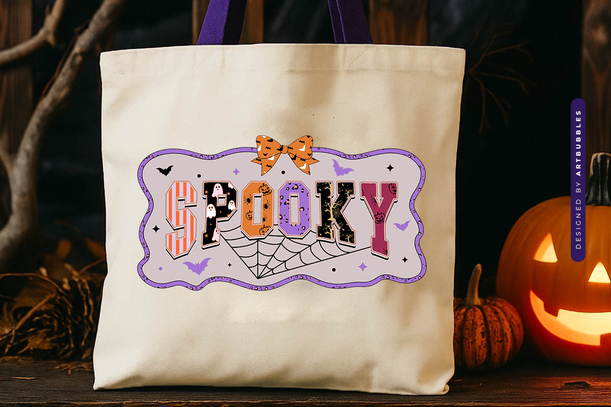 Coquette Spooky Halloween Sublimation Print Tote bag Mockup Image.jpg
