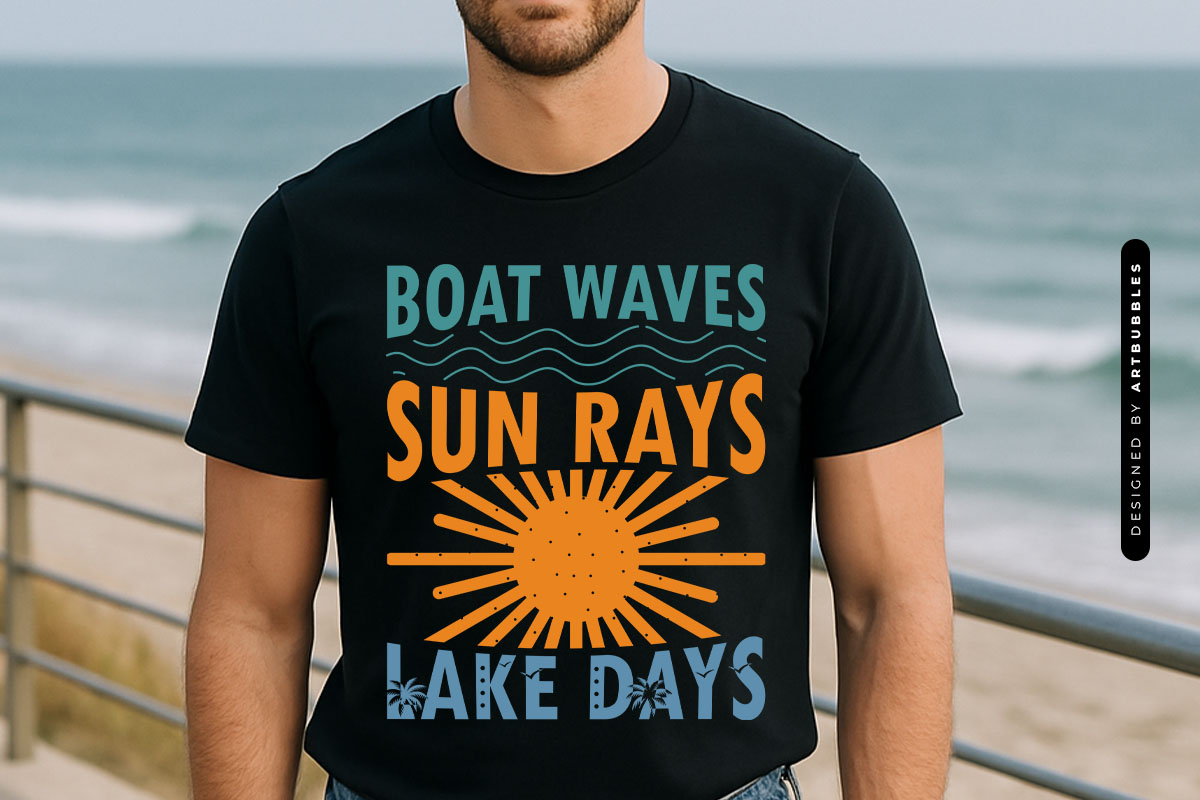 Boat Waves Sun Rays Lake Days - Summer SVG Tshirt Mockup Image.jpg