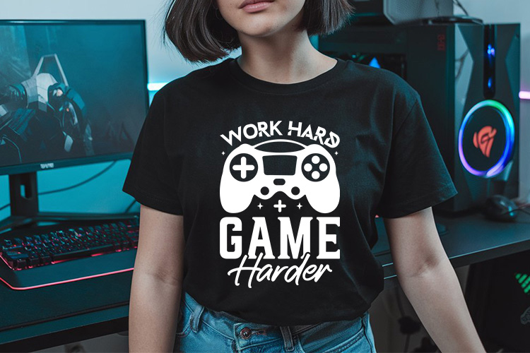 Work Hard Game Harder SVG Vector Tshirt Mockup image.jpg