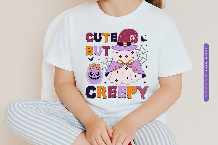 Cute But Creepy - Coquette Halloween Sublimation Print Tshirt Mockup Image.jpg