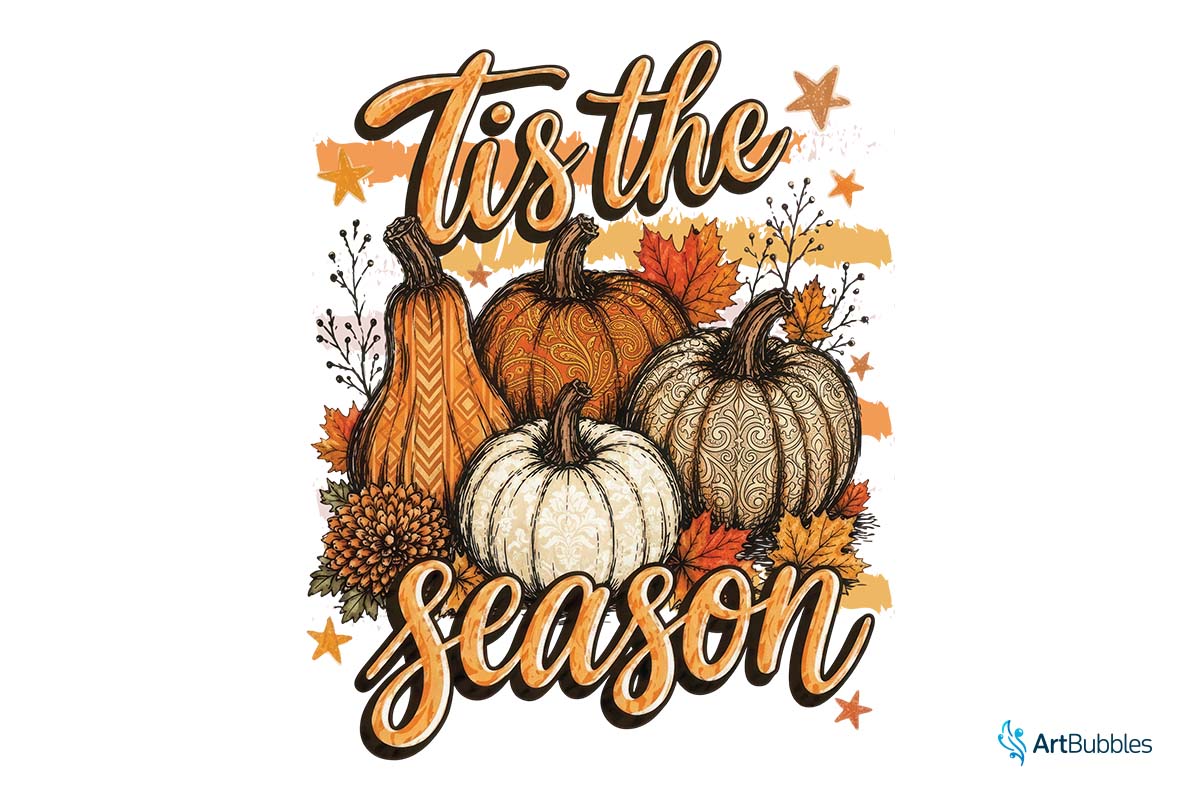 Tis the Season - Stripe Fall Pumpkin Sublimation PNG