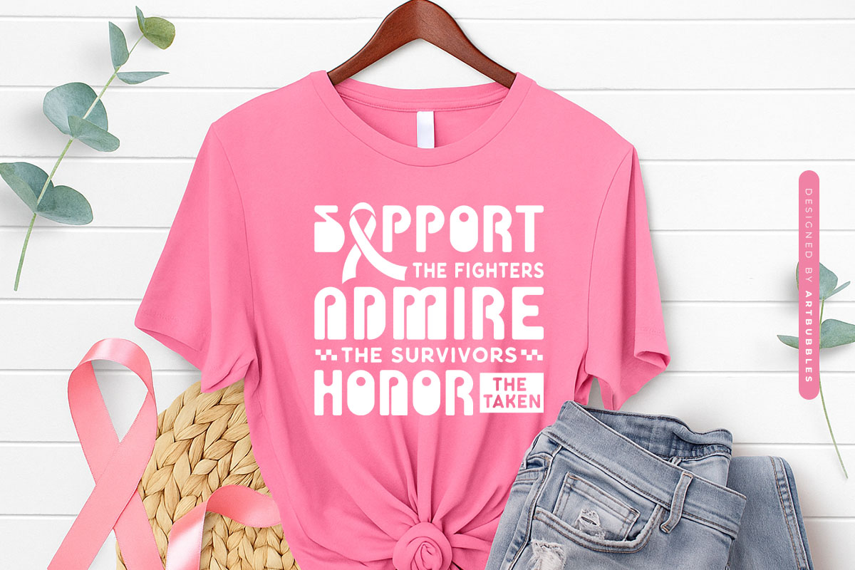 Support the Fighters - Retro Breast Cancer SVG File Shirt Mockup Image.jpg