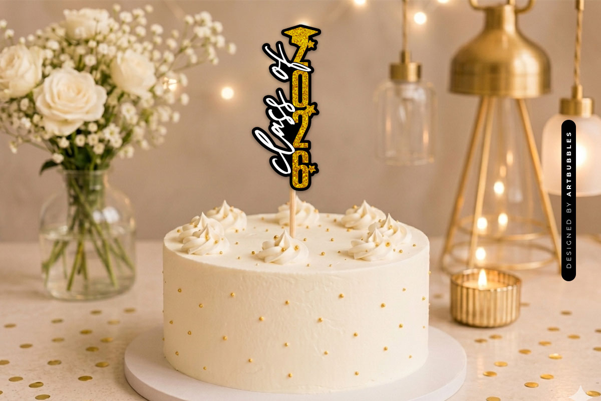 Glitter Class of 2026 Graduation Cake Topper SVG Image.jpg