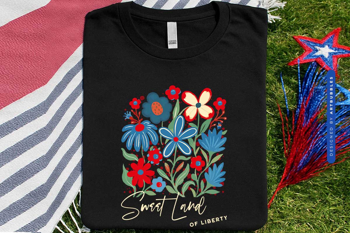 Sweet Land of Liberty - Floral 4th of July Sublimation Shirt Mockup Image.jpg
