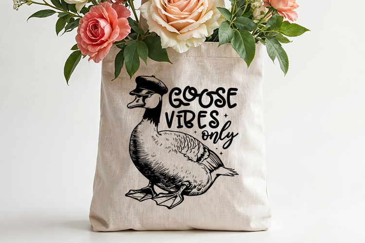 Goose Vibes Only - Sarcastic Animal Quote SVG Tote bag Mockup image.jpg