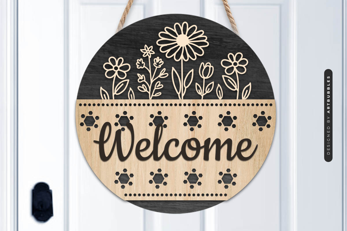 Laser Cut Welcome Floral Door Hanger SVG Image 2.jpg