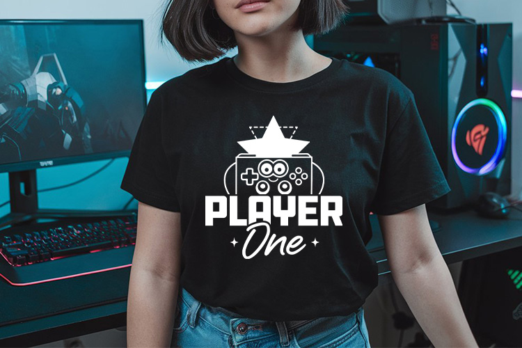 Player One - Gaming SVG Cut File Tshirt Mockup image.jpg