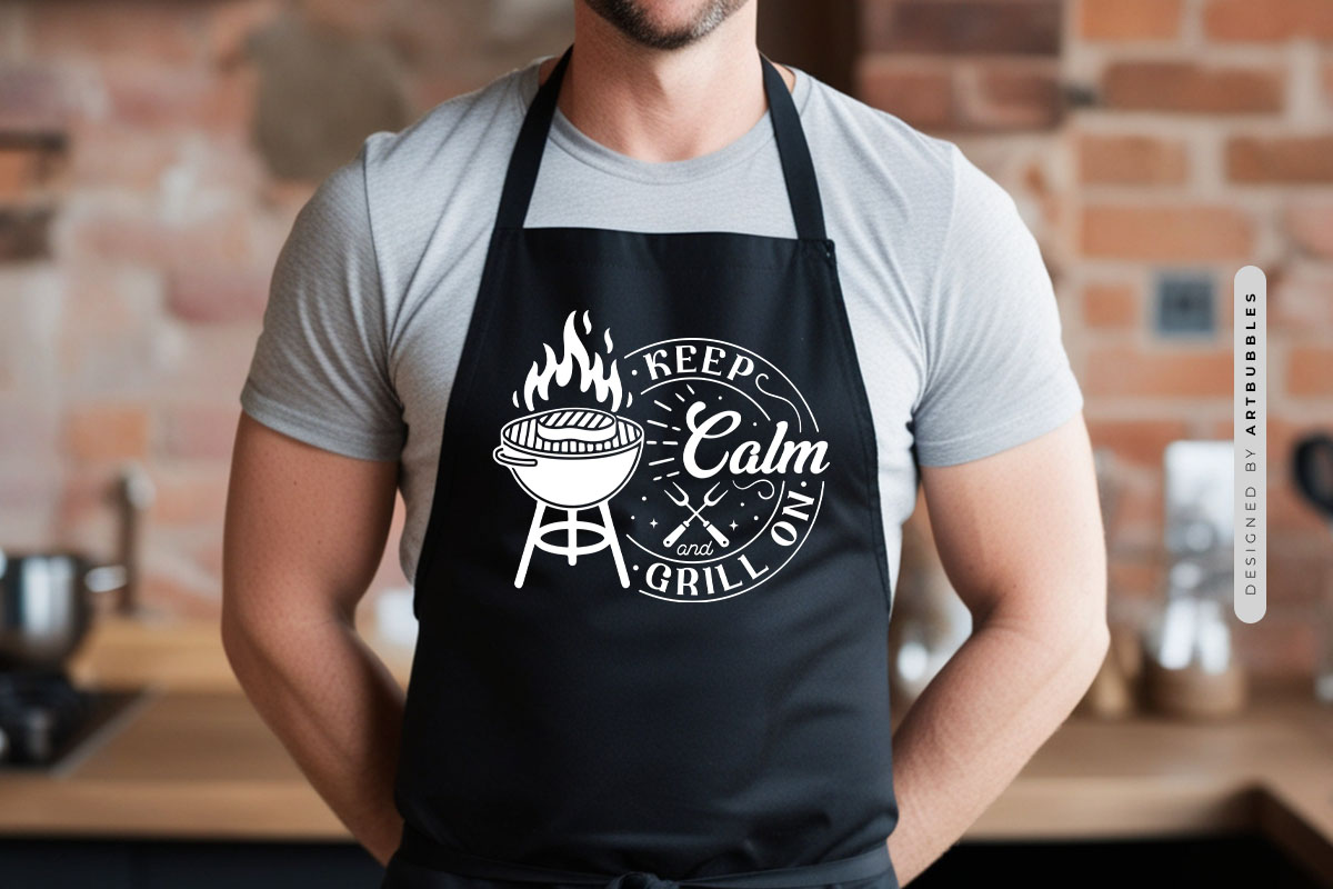 Keep Calm and Grill On SVG Vector Apron Mockup Image.jpg